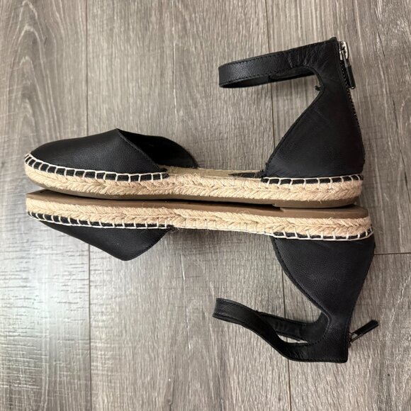 Eileen Fisher Lala Leather Espadrille Flat Black Ankle Strap Women Size 8.5 - Picture 4 of 8